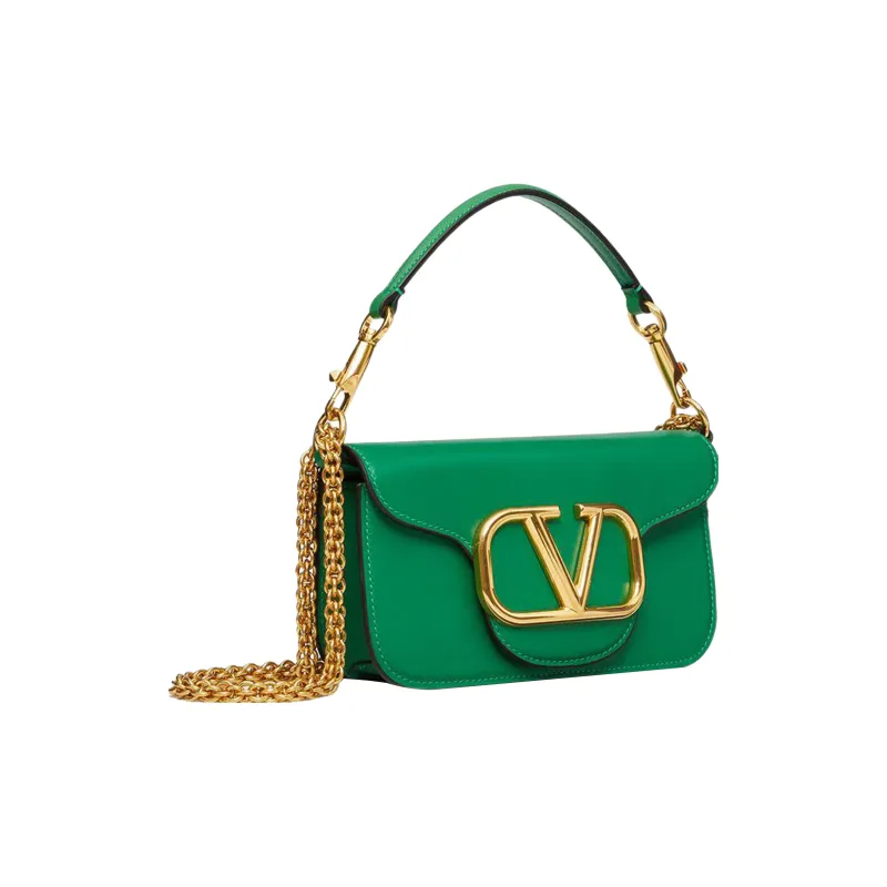 Valentino Locò Calfskin Baguette Bag One Shoulder Underarm Bag Handbag Mini Women's Vibrant Green-1