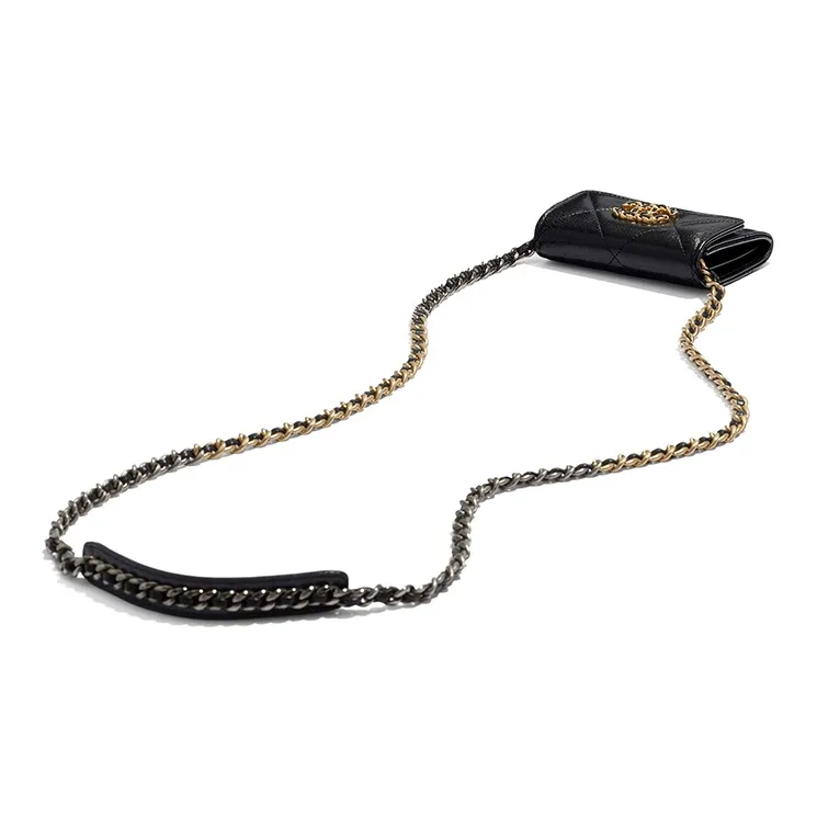 CHANEL 19Bag Goatskin Crossbody Bags Unisex Black-3