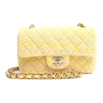 CHANEL Classic Flap CF Tweed Shoulder Bag Crossbody Bag Regular Women's Yellow