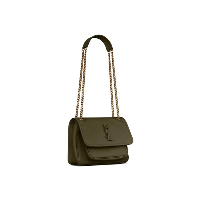 SAINT LAURENT Niki Lambskin Hobo Bag Crossbody Bag Shoulder Bag Women's Sea Cucumber Green-2