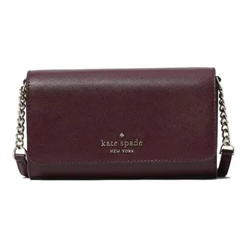 Kate Spade Staci Leather One Shoulder Crossbody Chain Bag Small Size Women's Deep Cherry Red