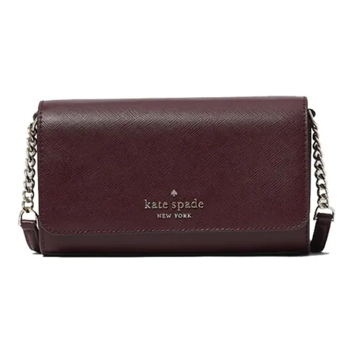 Kate Spade Staci Leather One Shoulder Crossbody Chain Bag Small Size Women's Deep Cherry Red