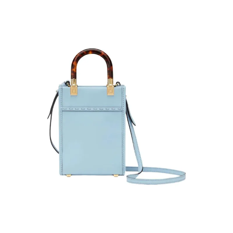 FENDI Sunshine Cow Leather Tote Bag, Shopping Bag, Shoulder Bag, Crossbody Bag, Handbag Mini Women's Light Blue-1