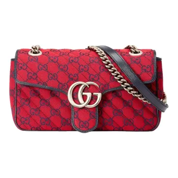 GUCCI GG Marmont Quilting Canvas With Multicolor Leather Trim Crossbody Canvas Bag, Shoulder Bag Women's
