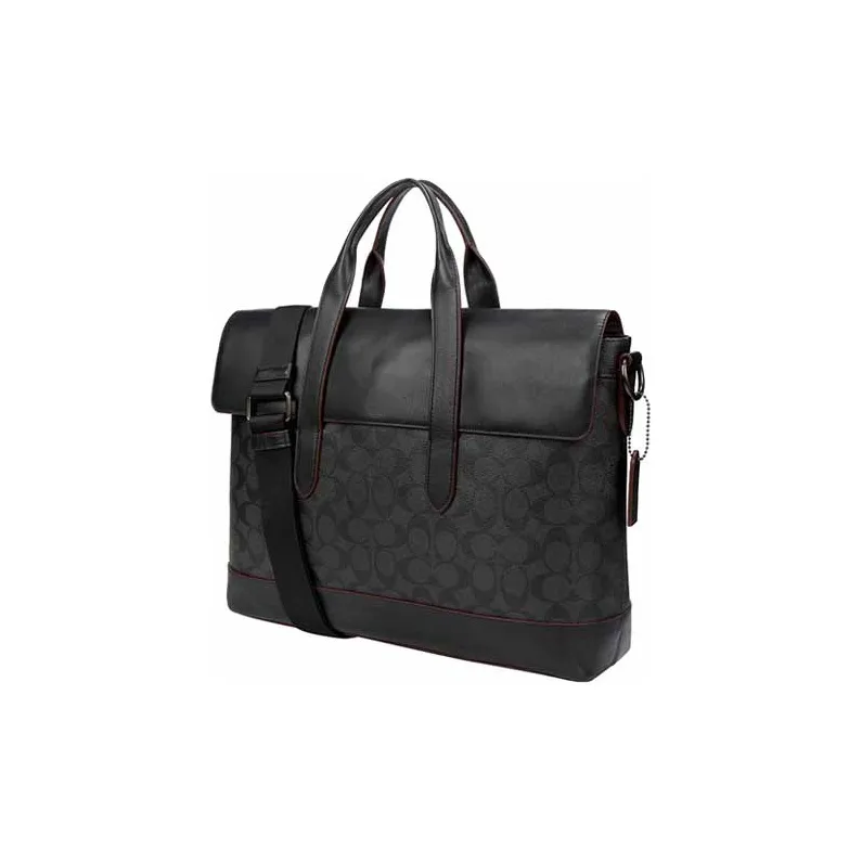 COACH Hamilton With Leather Laptop Bags Briefcase Shoulder Bag Crossbody Bag Handbag Large Size Men's Charcoal Black-1