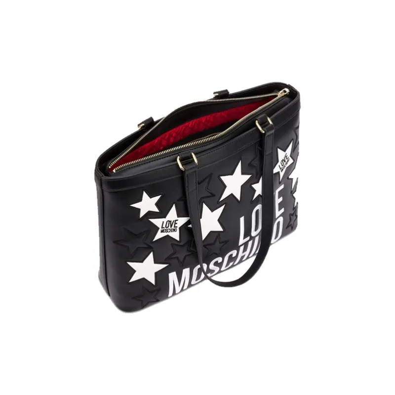 MOSCHINO Artificial Leather Tote Bag Shopping Bag Handbag Women's Black-3