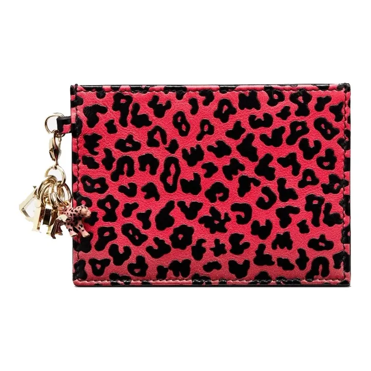 DIOR Lady Dior Cow Leather Card Holder Women's Peach Red-0