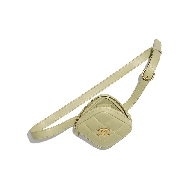 CHANEL Lambskin Belt Coin Purse Women's Green-3
