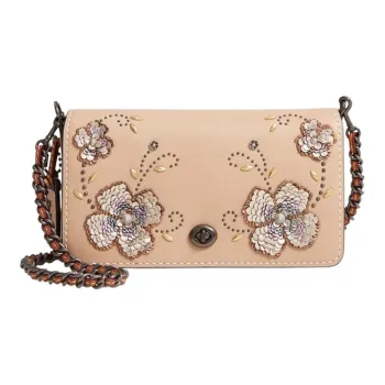 COACH Dinky Gloves Made Of Tanned Leather Shoulder Bag Crossbody Bag Medium Size Women's Beech Wood Color