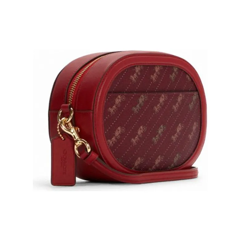 COACH Camera Canvas With Leather Camera Bag, Shoulder Bag Small Size Women's Red-2