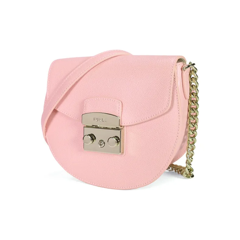 Furla Cow Leather Saddle Bag, Shoulder Bag Small Size Women's Pink-2