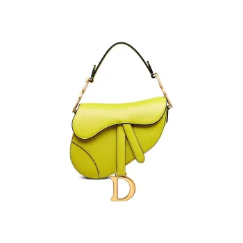 DIOR Sheepskin Saddle Bag Handbag, Shoulder Bag Women's Green Yellow