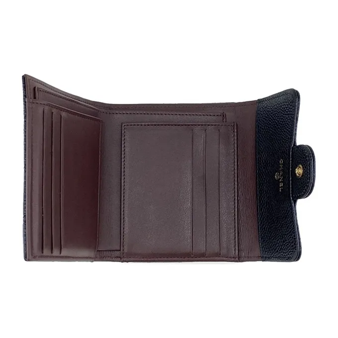 CHANEL Calfskin Handheld Wallet Women's Black-4