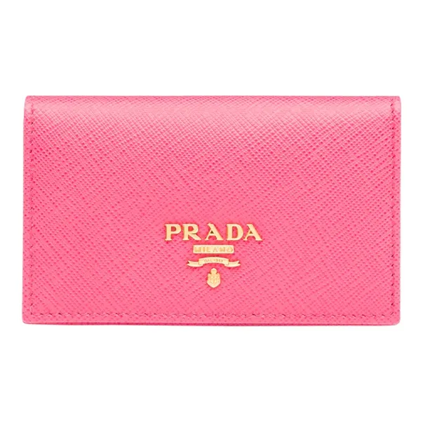 PRADA Saffiano Leather Card Holder Women's Pink Peony-0