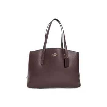 COACH Charlie Shiny Leather Tote Bag Shopping Bag Handbag Shoulder Bag Women's Coffee Brown