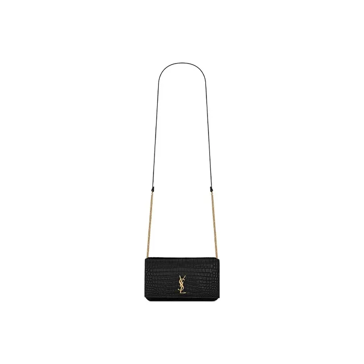 SAINT LAURENT CASSANDRE Calfskin Crossbody Bag With Cell Phone Pouch Women's Black-1
