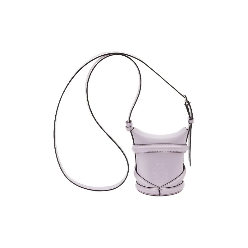 Alexander McQueen THE CURVE BAG Smooth Cow Leather Bucket Bag, Shoulder Bag, Crossbody Bag Mini Women's Lilac-1