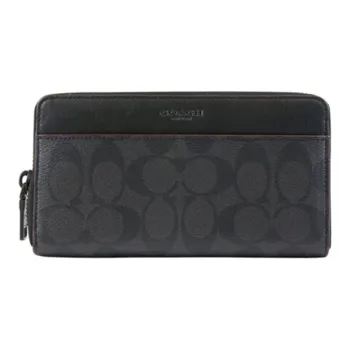COACH Accordion Wallet Coated Canvas Wallet Clutch Men's Gray Black