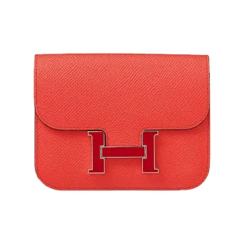 HERMES Constance Slim Epsom Calfskin Handheld Wallets Fanny Pack Women's Texas Rose Pink