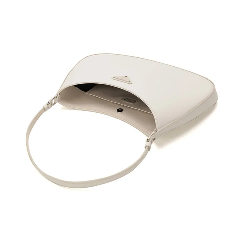 PRADA Cleo Leather Crescent Bag Shoulder Bag Regular Women's White-5