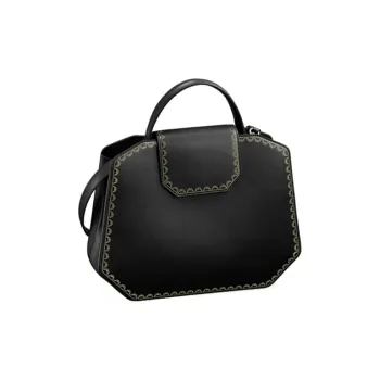 CARTIER GUIRLANDE Calfskin Handbag Shoulder Bag Crossbody Bag Medium Size Women's Black