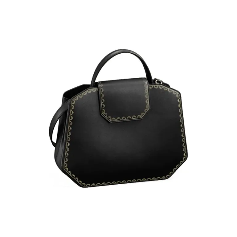 CARTIER GUIRLANDE Calfskin Handbag Shoulder Bag Crossbody Bag Medium Size Women's Black-0