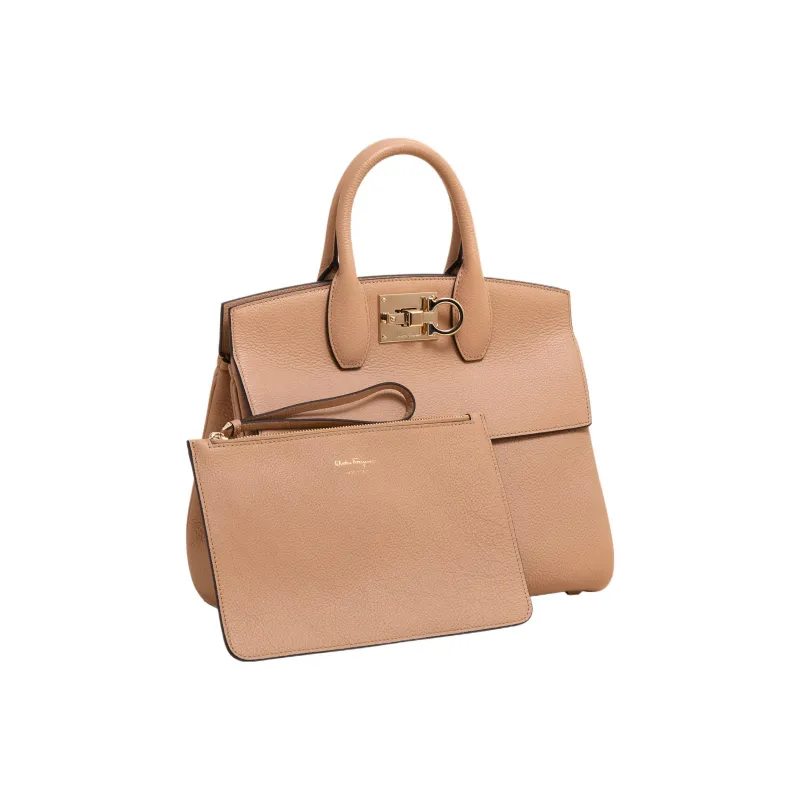 FERRAGAMO Studio Series Cow Leather Shoulder Bag, Crossbody Bag, Handbag Small Size Women's Bone/Beige-3