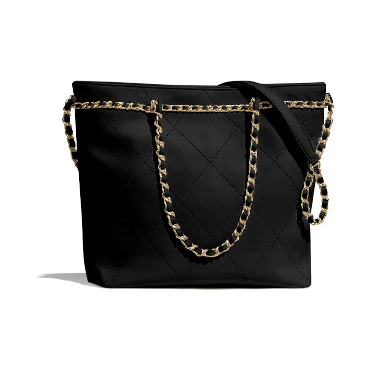 CHANEL Cow Leather Tote Bag, Shopping Bag, Handbag, Shoulder Bag Trumpets Women's Black-1