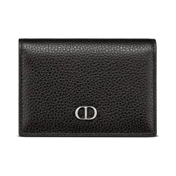 DIOR Cow Leather Business Card Holder Zero Wallet Card Holder Men's Black