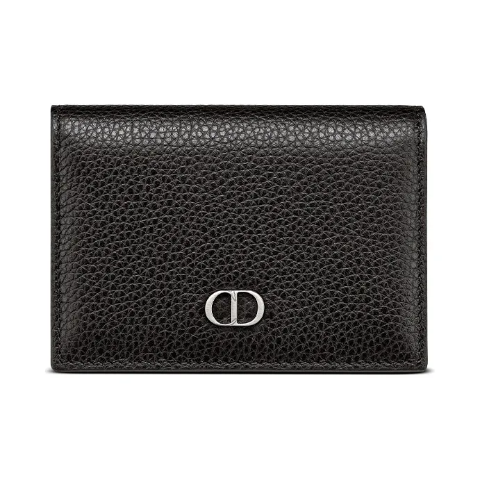 DIOR Cow Leather Business Card Holder Zero Wallet Card Holder Men's Black-0