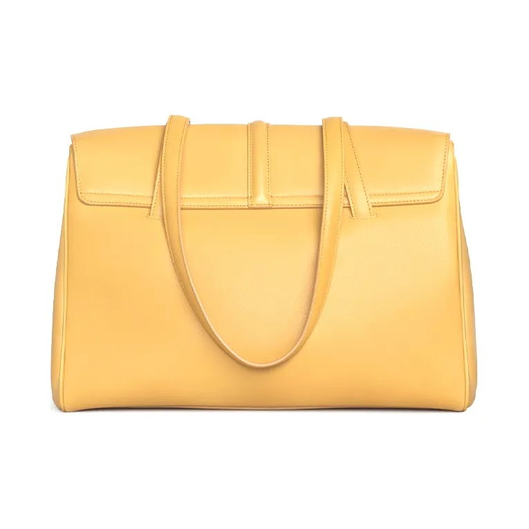CELINE 16 Cow Leather Handbag Handbag Medium Size Women's Yellow-2