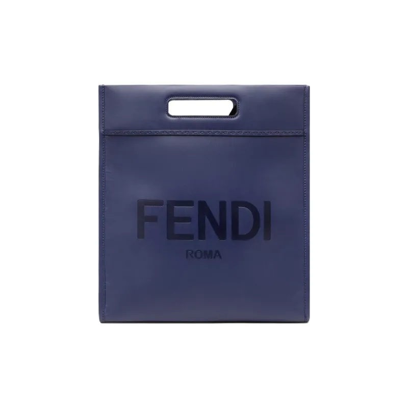 FENDI Calfskin Tote Bag, Shopping Bag, Shoulder Bag, Crossbody Bag, Handbag Men's Blue-0