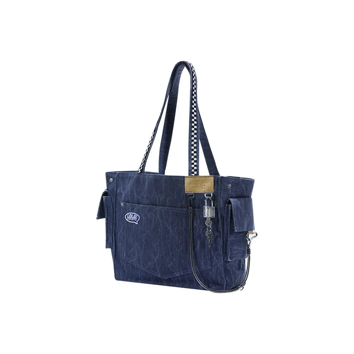 LOLA DESIGN Denim Tote Bag, Shopping Bag, Handbag, Shoulder Bag Unisex Navy Blue-1