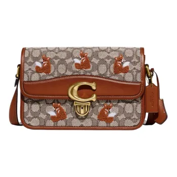 COACH Studio Monogram Canvas Leather Shoulder Bag Crossbody Bag Medium Size Women's Monogram Color Multicolor