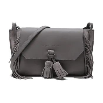 LONGCHAMP Pénélope Cow Leather Shoulder Bag Women's Gray