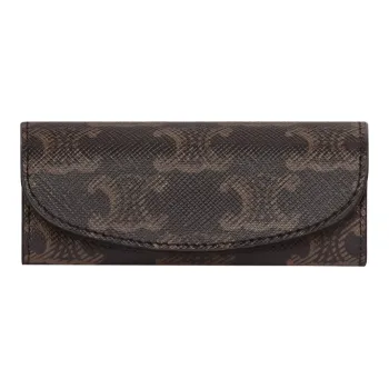 CELINE Triumph Gate Triomphe Canvas Ring Pouch Clutch Unisex Tawny