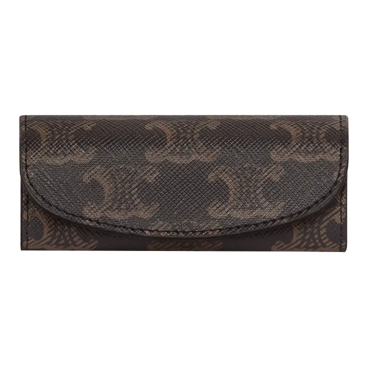 CELINE Triumph Gate Triomphe Canvas Ring Pouch Clutch Unisex Tawny-0