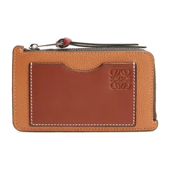 LOEWE Cow Leather Coin Card Holder Women's Light Caramel/Walnut