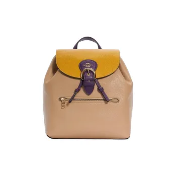 COACH Kleo Leather Backpack Medium Size Women's Khaki
