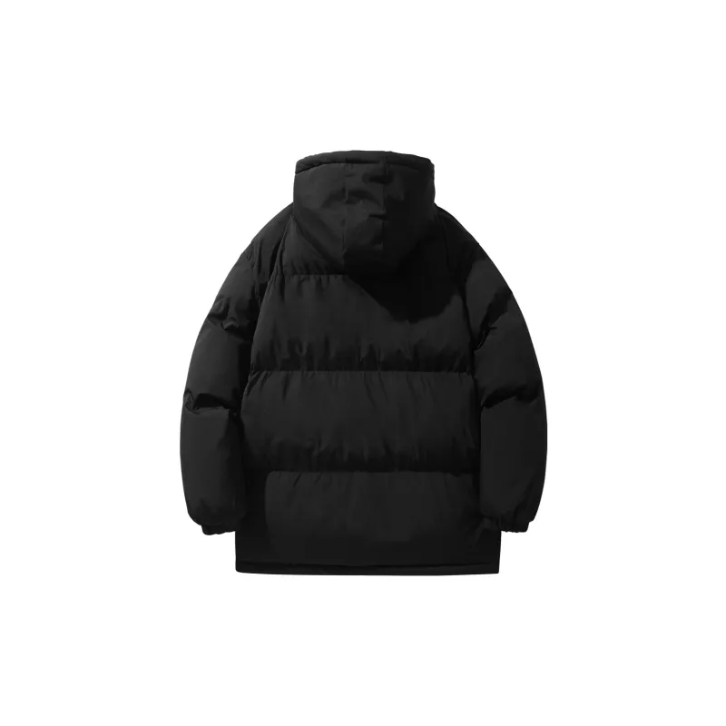 NGC STRATEGY Letter Solid Color Hooded Loose Fit Thickened Puffer Jacket Unisex-1