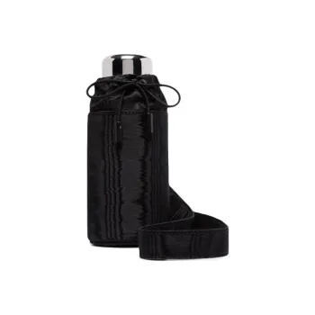 Marine Serre Nylon Stainless Steel Insulated Cup Water Bottle Bag Set Shoulder Bag Crossbody Bag Unisex Black