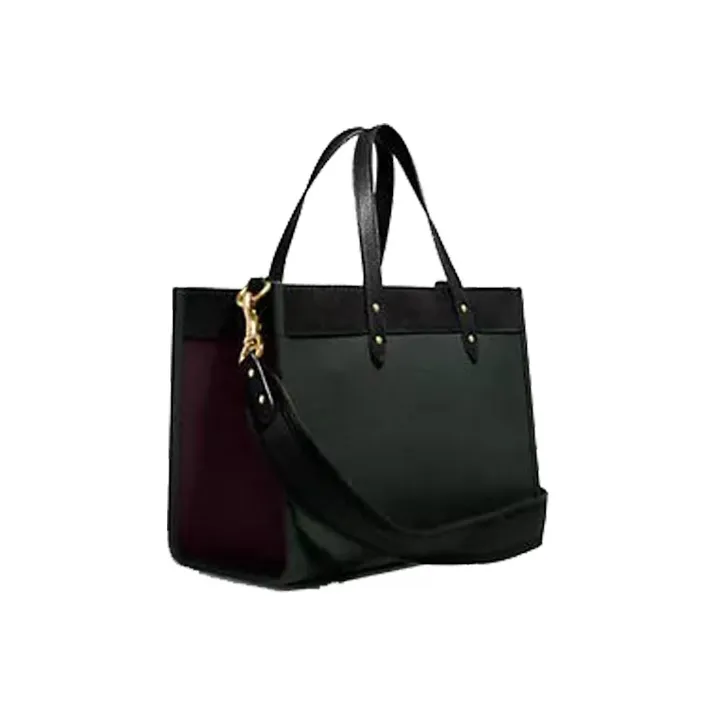 COACH Field Leather Tote Bag, Shopping Bag, Crossbody Bag, Handbag Tubas Unisex Olive Green & Black-1