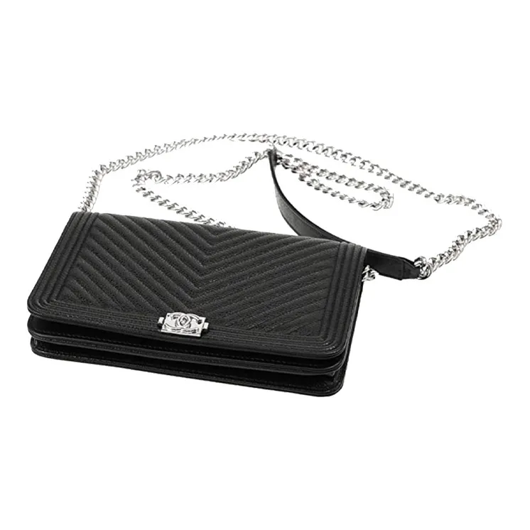 CHANEL Leboy Sheepskin Chain Wallet, Shoulder Bag, Crossbody Bag Women's Black-1
