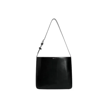 PSO Brand Polyurethane Tote Bag, Shopping Bag, Square Bag, Shoulder Bag Unisex Black