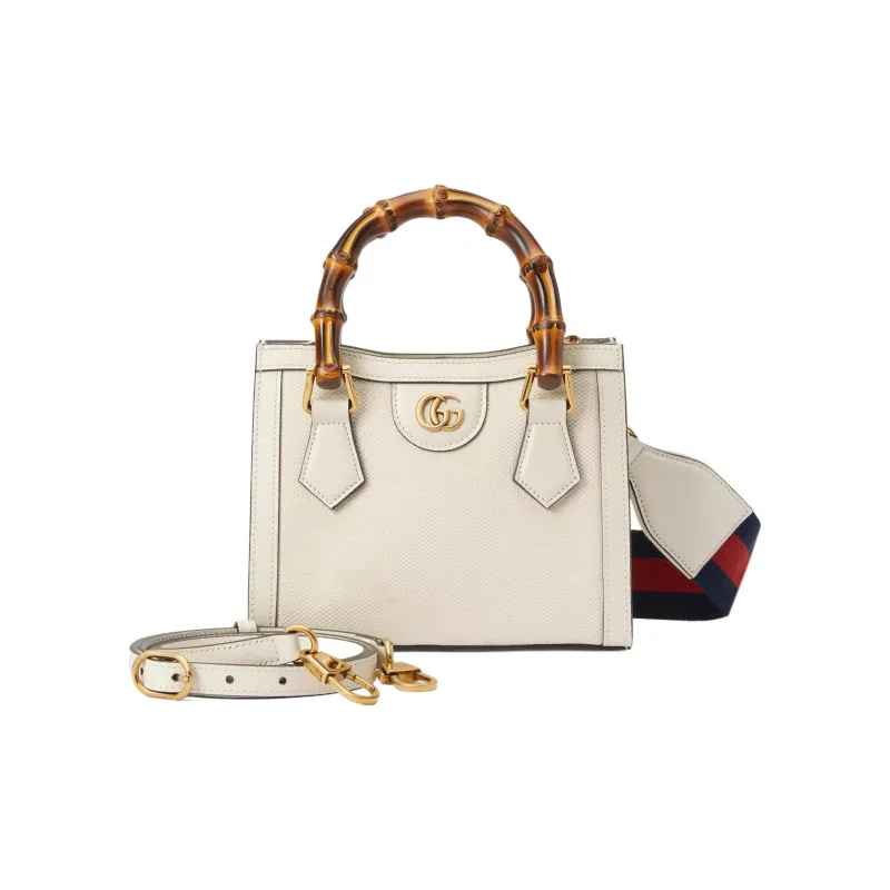 GUCCI Diana Canvas With Leather Shoulder Bag, Tote Bag, Shopping Bag, Handbag Mini Women's Ecru-2