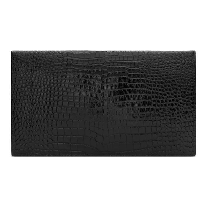 SAINT LAURENT Leather Envelope Bag, Clutch Trumpets Women's Black-3