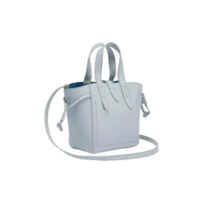 Furla Net Collection Pebbled Leather Basket Bag Shoulder Bag Crossbody Bag Handbag Mini Women's Sky Blue-2