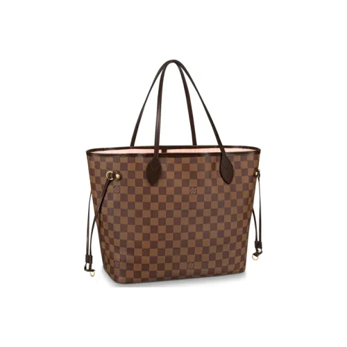 LOUIS VUITTON Neverfull Damier Ebene MM Rose Ballerina Lining