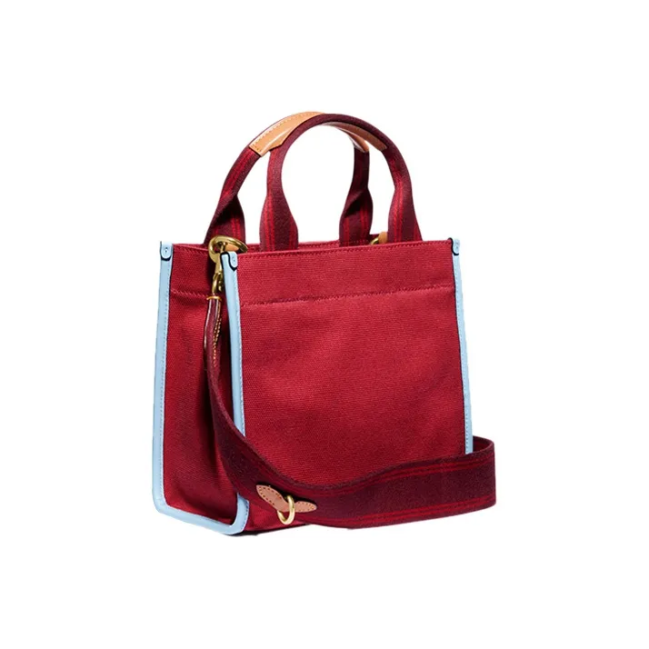 COACH Recycled Tote Leather Canvas Canvas Bag Tote Bag Shopping Bag Handbag Small Size Women's Red-2