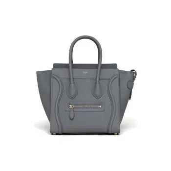 CELINE Luggage Cow Leather Smiley Face Bag Handbag Micro Women's Smoky Gray